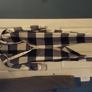 Old Navy Hooded Check Print Fleece One-Piece Footless PJs Small